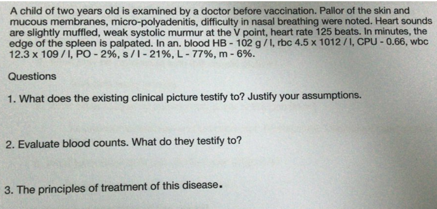 Solved A child of two years old is examined by a doctor | Chegg.com