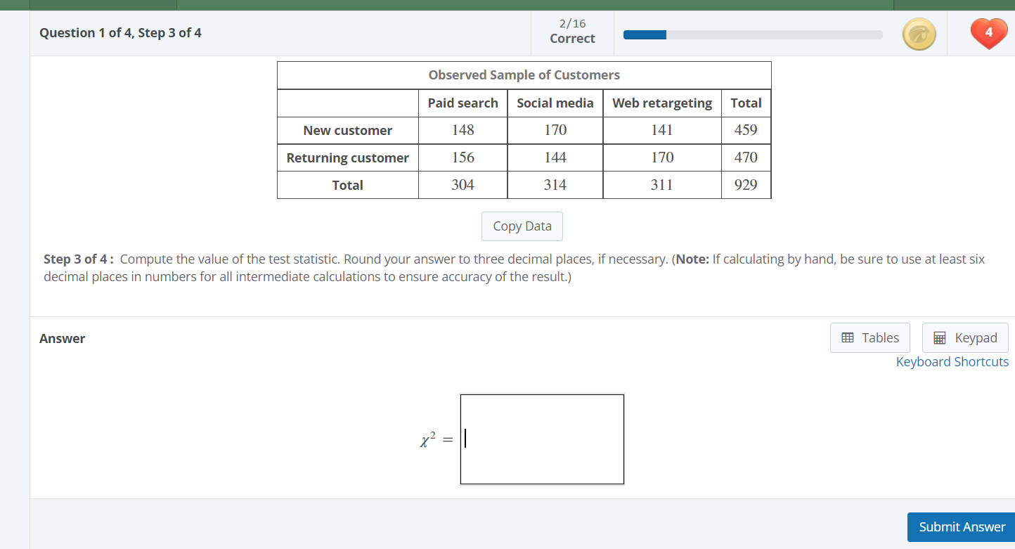 Solved Question 1 of 4 , Step 3 of 4 2/16 Correct Step 3 of | Chegg.com