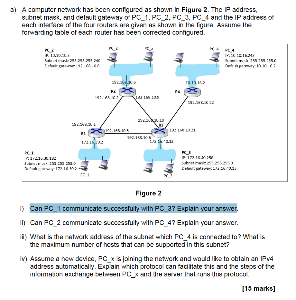 Solved a) A computer network has been configured as shown in | Chegg.com