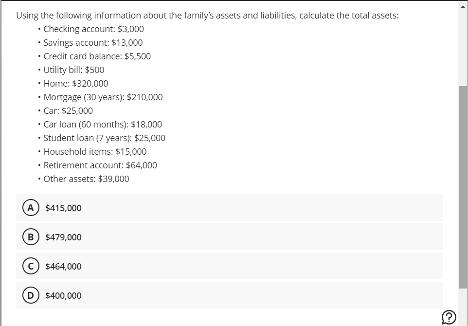 Solved Using the following information about the family's