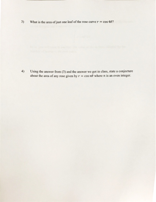 Solved Lab #4 Area of a Rose Curve Name: In this lab you | Chegg.com