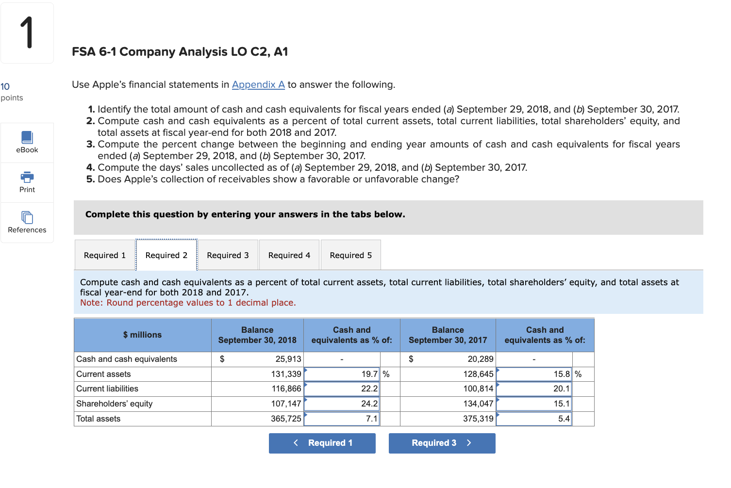 Use Apple's Financial Statements In Appendix A To | Chegg.com