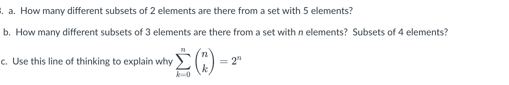 Solved 3. A. How Many Different Subsets Of 2 Elements Are | Chegg.com