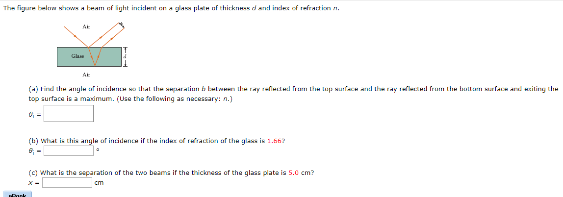 Solved The figure below shows a beam of light incident on a | Chegg.com