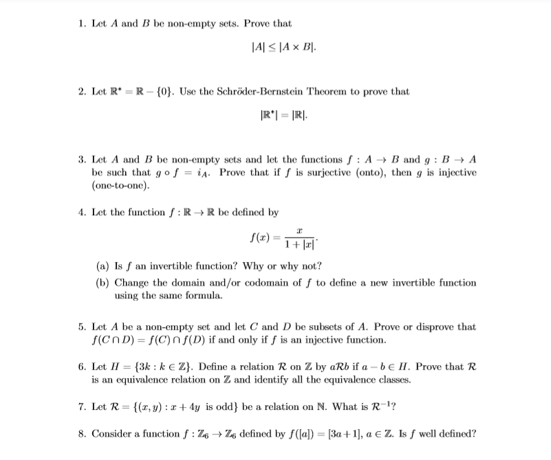 Solved 1 Let A And B Be Non Empty Sets Prove That A A Bi 