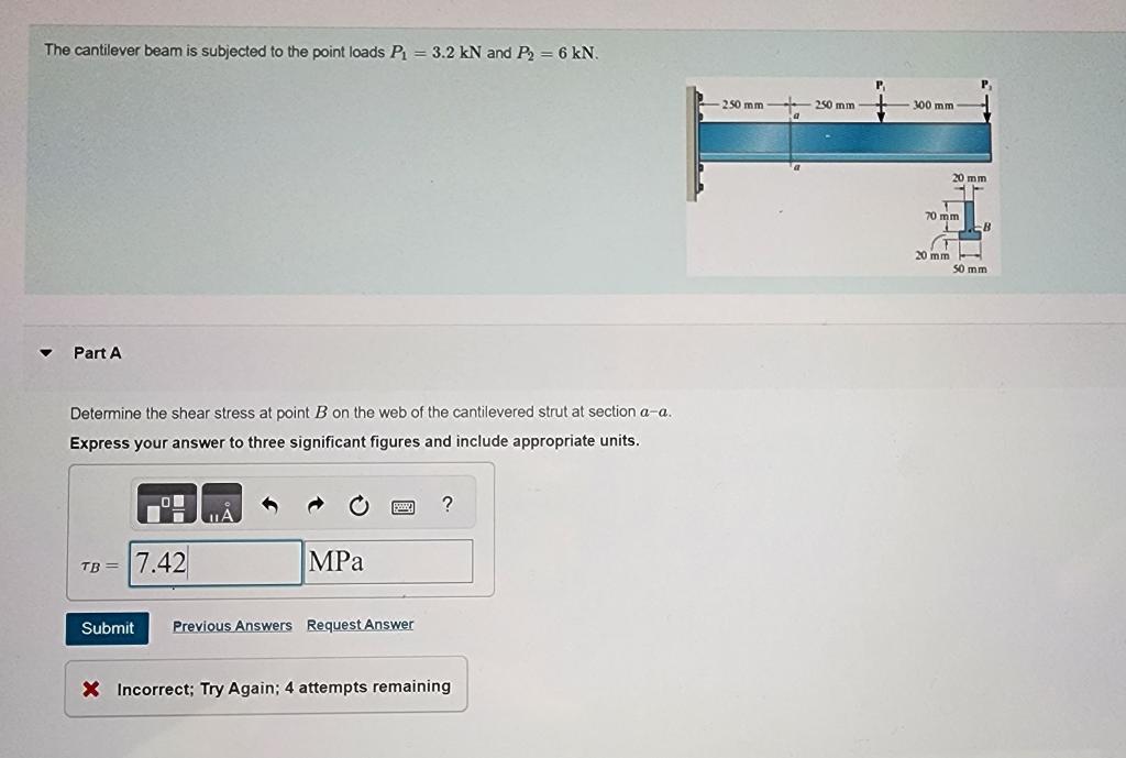 Solved The cantilever beam is subjected to the point loads | Chegg.com