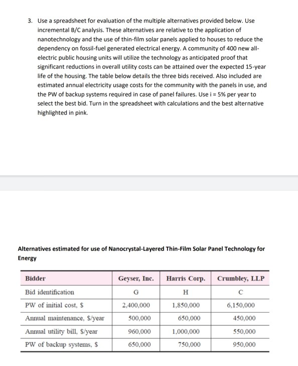 Solved 3. Use A Spreadsheet For Evaluation Of The Multiple | Chegg.com