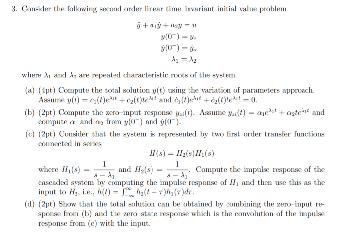 Solved 3. Consider the following second order linear | Chegg.com
