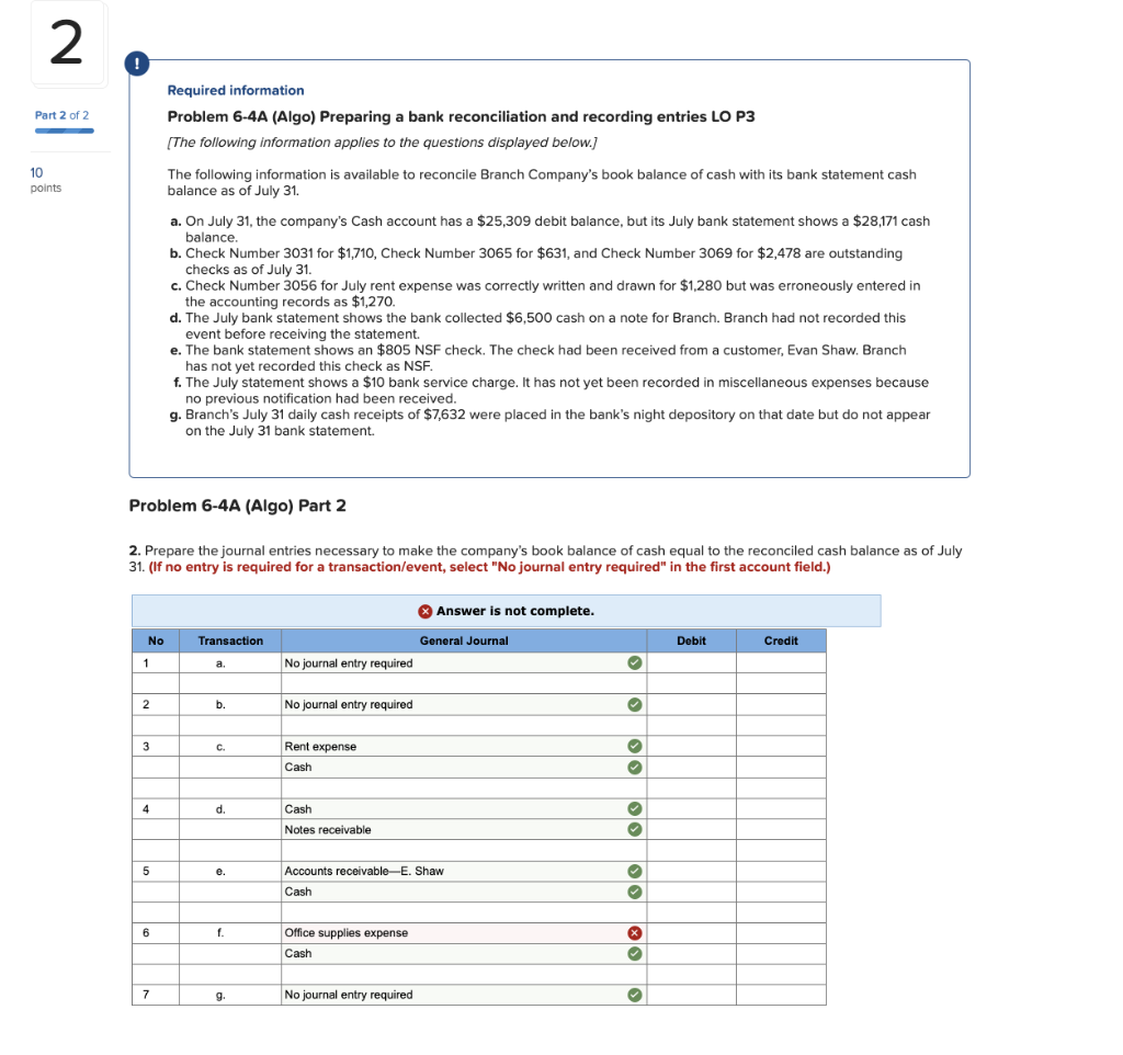 Solved Required information Problem 6-4A (Algo) Preparing a 
