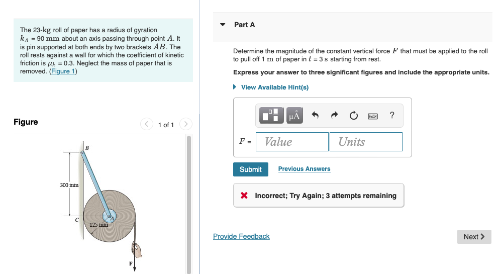 Solved Part A The 23-kg roll of paper has a radius of | Chegg.com