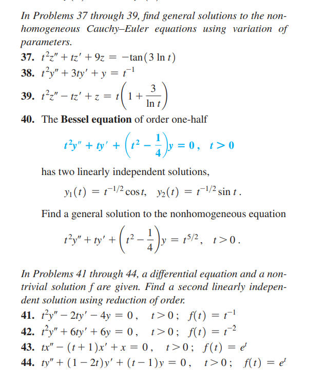 Solved In Problems 37 through 39, find general solutions to | Chegg.com