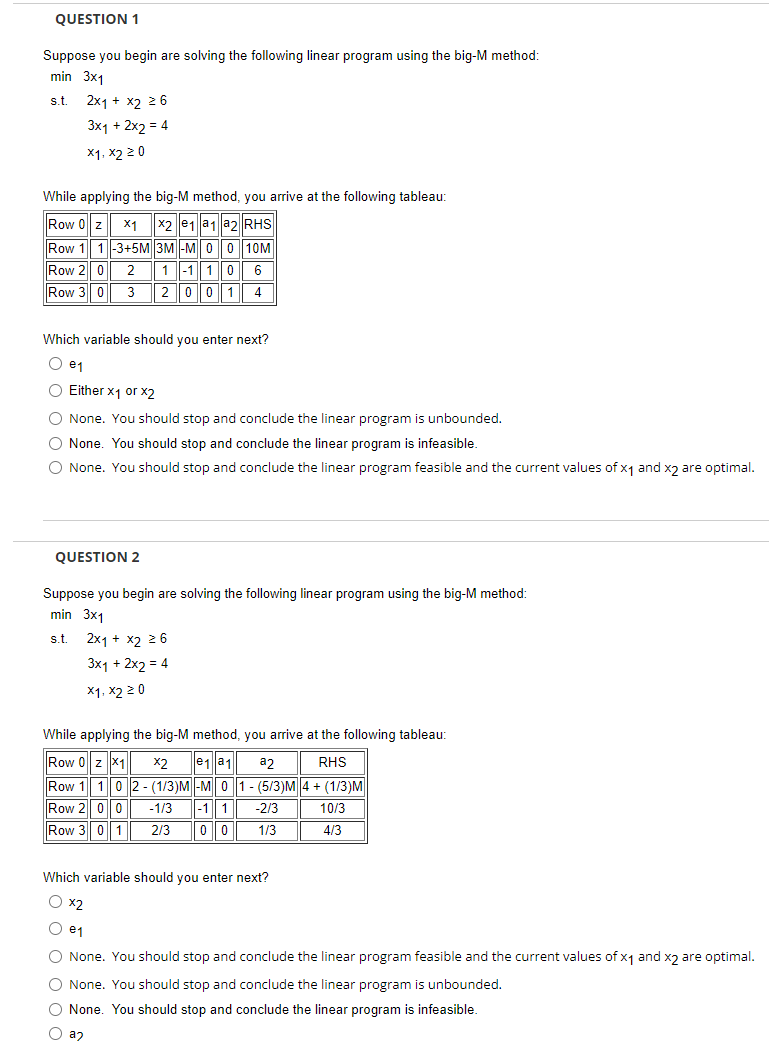 Solved Suppose you begin are solving the following linear | Chegg.com