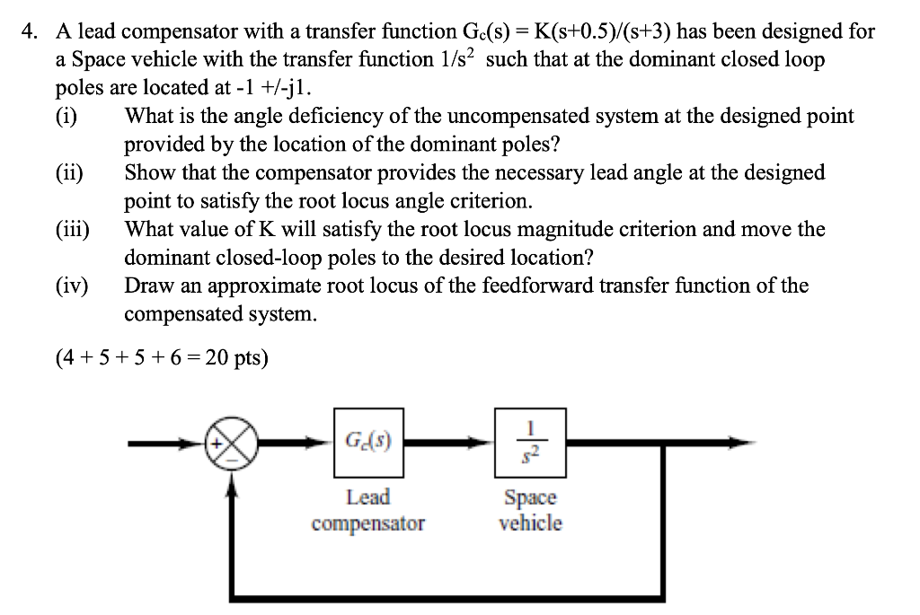 Solved 4. A lead compensator with a transfer function Gc(s)