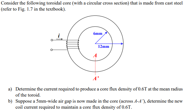 Solved Consider The Following Toroidal Core With A Circular 3189