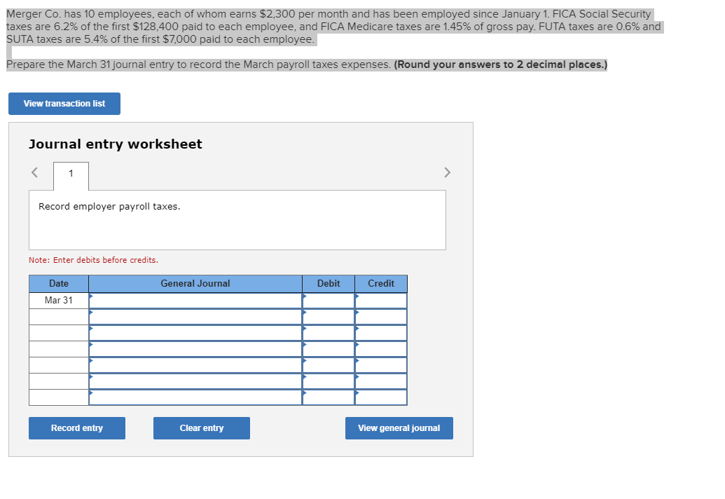 Solved Merger Co. has 10 employees, each of whom earns