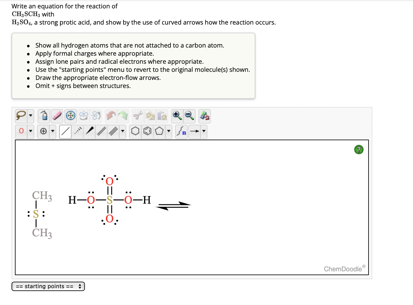 Solved Write An Equation For The Reaction Of Ch3sch3 With