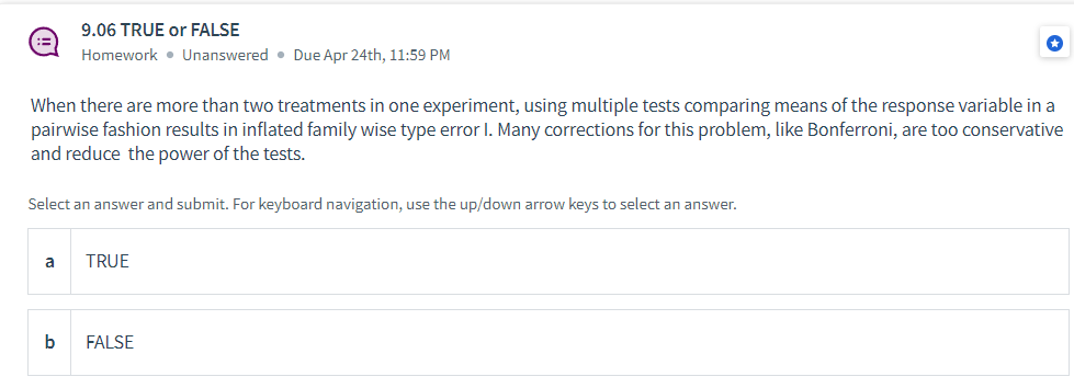 9.06 TRUE or FALSE Homework - Unanswered - Due Apr | Chegg.com