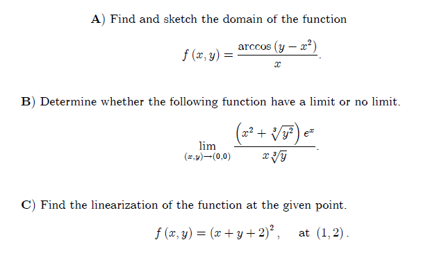 Solved A) Find and sketch the domain of the function f (x,y) | Chegg.com