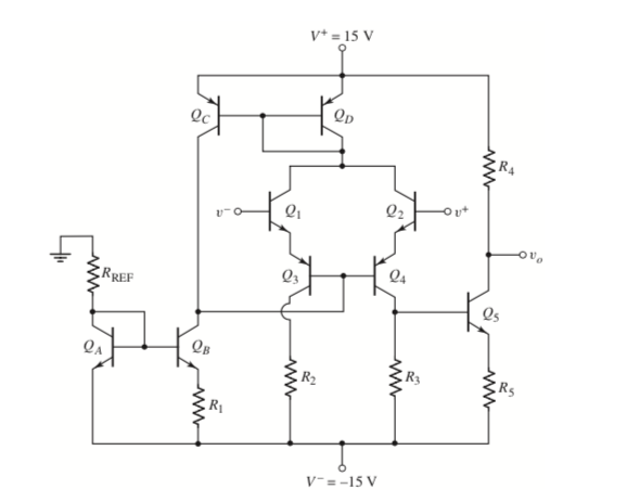 Solved For the bipolar op amp circuit, calculate all the | Chegg.com