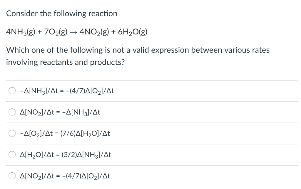 Solved Consider The Following Reaction 4nh3g 1999