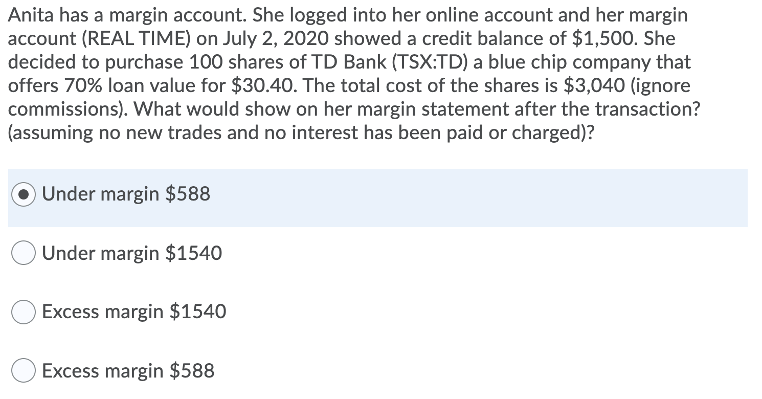 Solved Anita Has A Margin Account. She Logged Into Her | Chegg.com