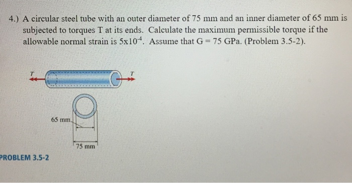 Solved 4.) A circular steel tube with an outer diameter of | Chegg.com