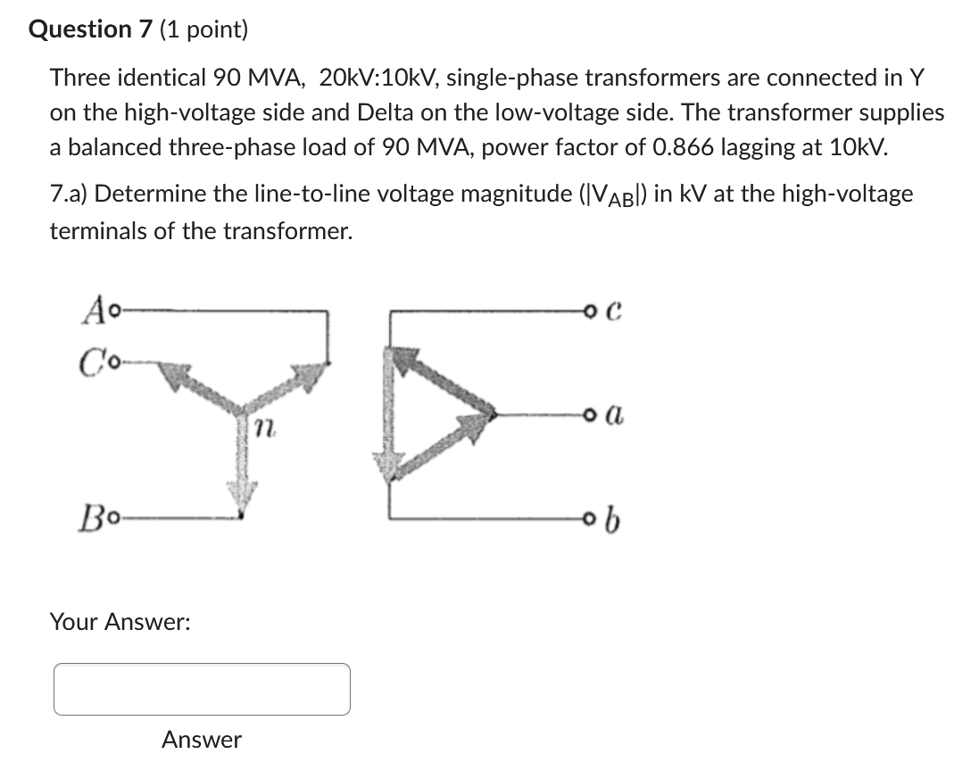 Solved 7b) Determine the line current magnitude (|IA|) in kA | Chegg.com