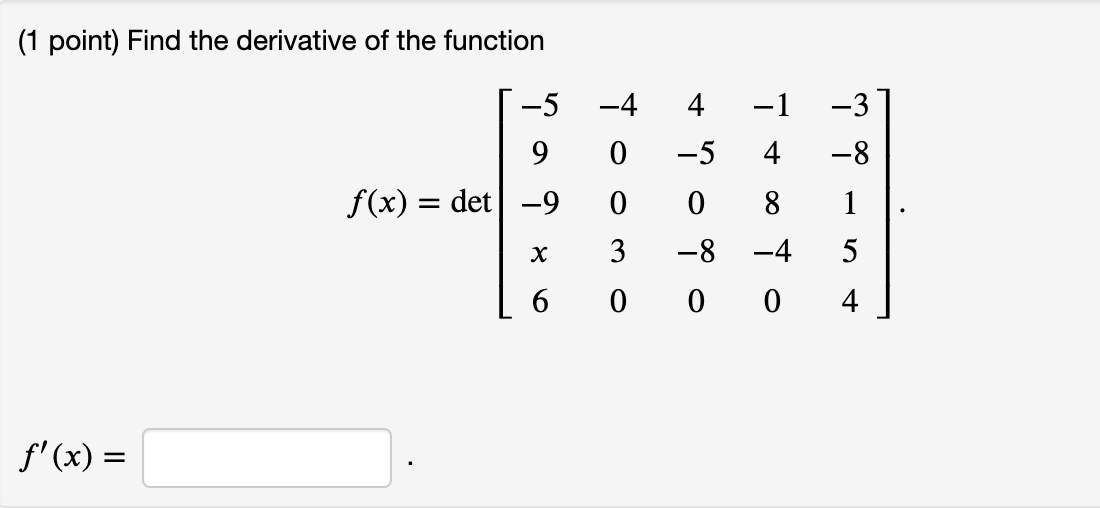 Solved 1 Point Find The Derivative Of The Function 4 Chegg Com