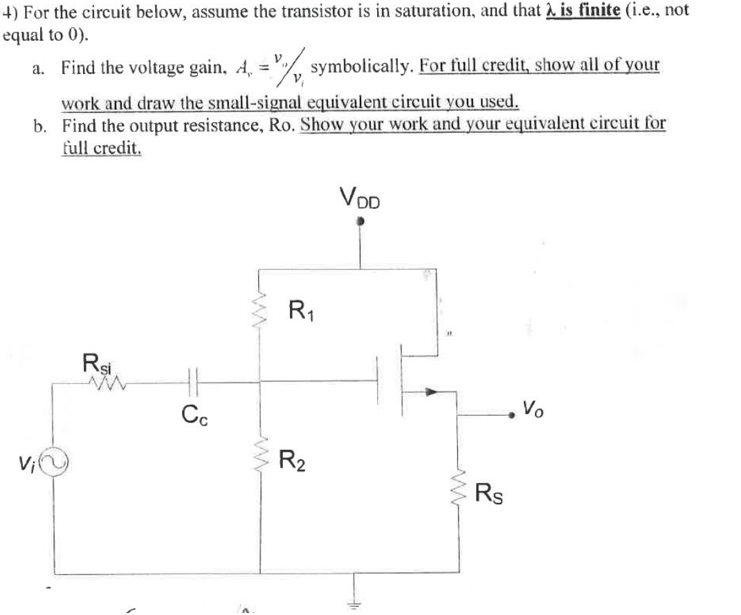 Solved 4 For The Circuit Below Assume The Transistor 9959