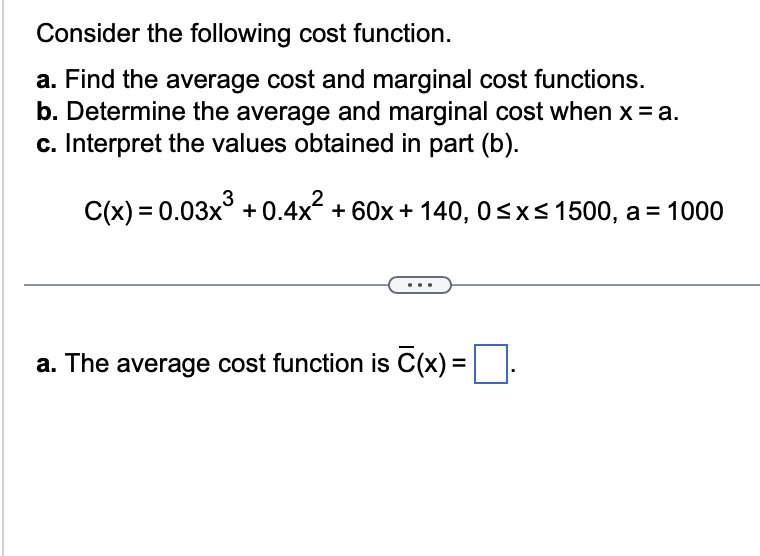 Solved Consider The Following Cost Function. A. ﻿Find The | Chegg.com