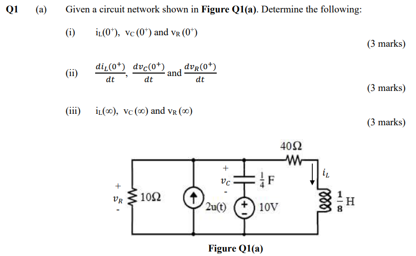 Solved Q1 (a) Given a circuit network shown in Figure Q1(a). | Chegg.com