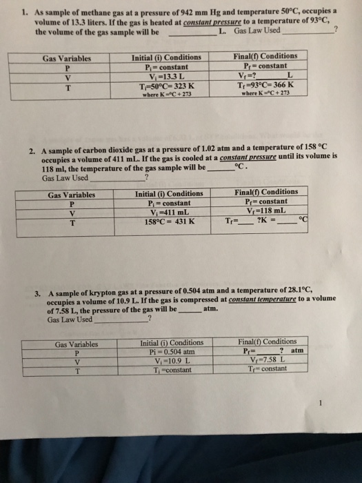 Solved As sample of methane gas at a pressure of 942 mm Hg