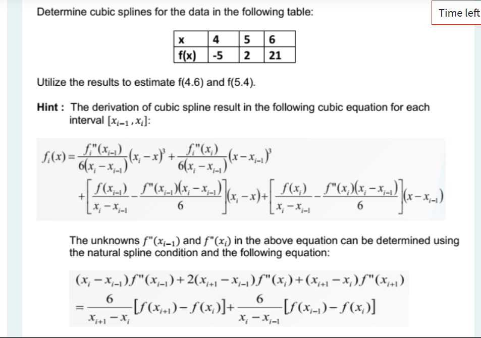 Solved Determine cubic splines for the data in the following | Chegg.com
