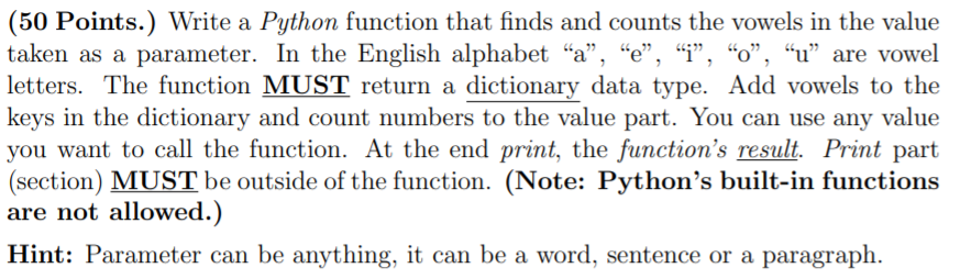 Solved (50 Points.) Write a Python function that finds and | Chegg.com