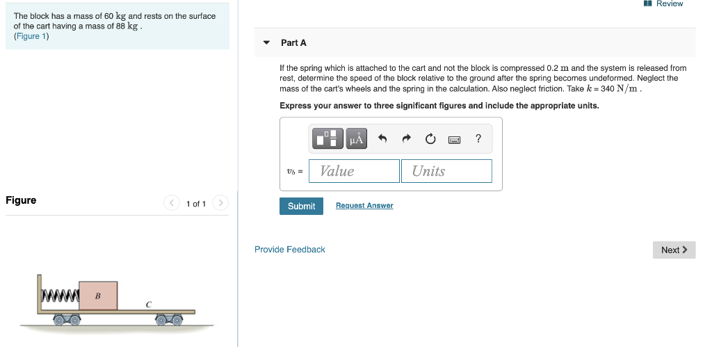 Solved Review The Block Has A Mass Of 60 Kg And Rests On The | Chegg.com