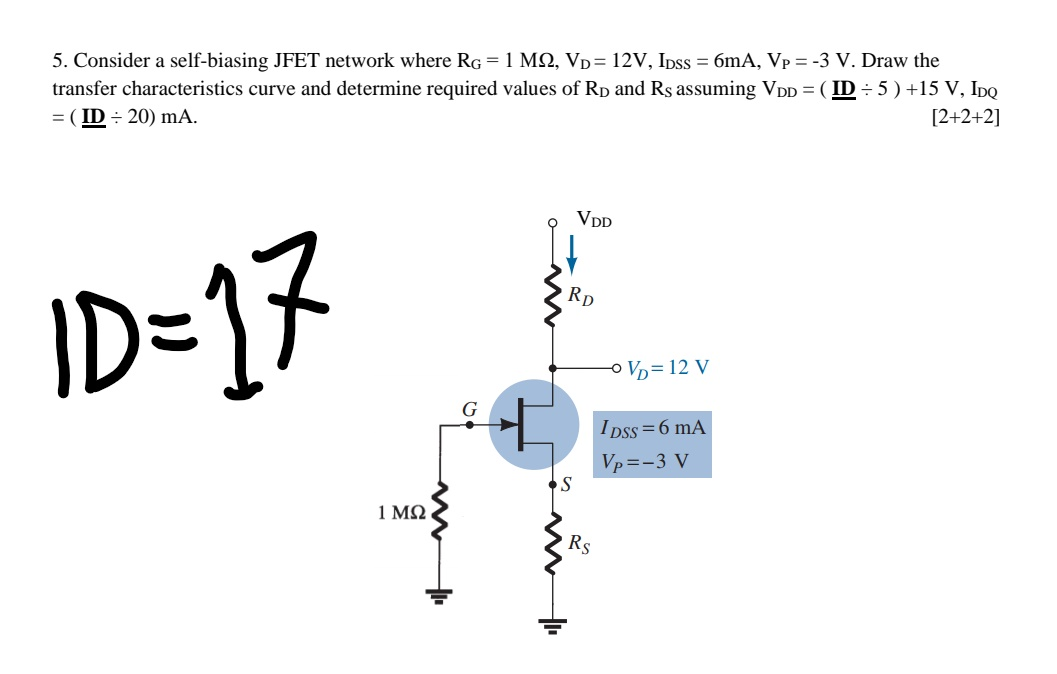 Solved 5. Consider a selfbiasing JFET network where Ro= 1
