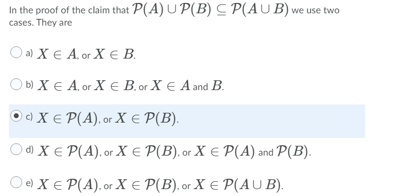 Solved In the proof of the claim that P A U P B C P AUB Chegg