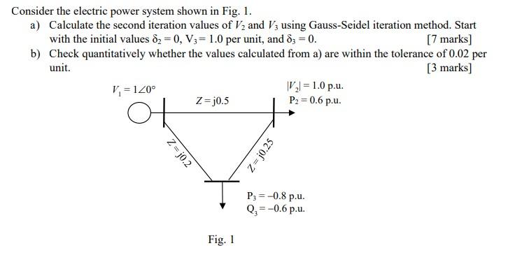 Solved Consider the electric power system shown in Fig. 1. | Chegg.com