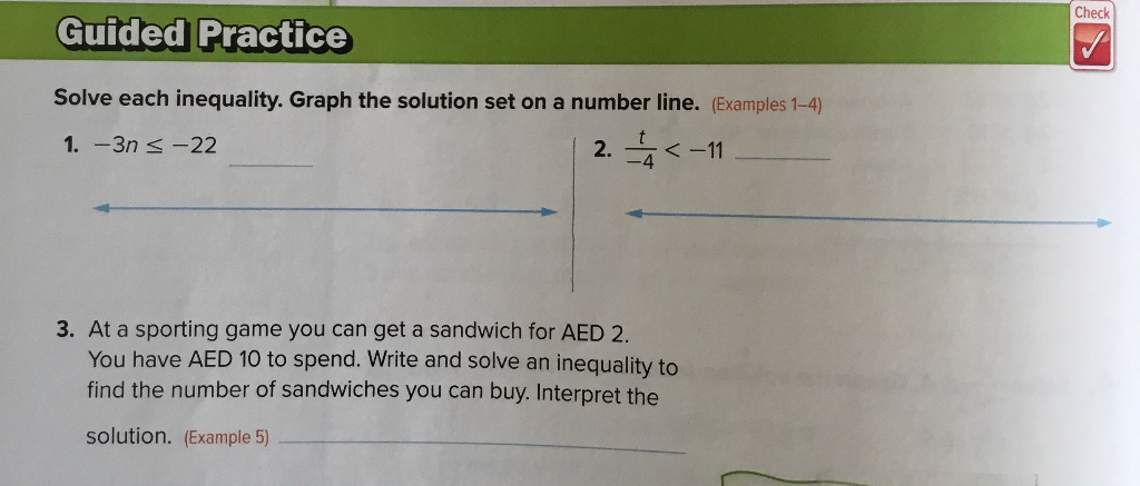 Solved Check Guided Practice Solve each inequality. Graph | Chegg.com