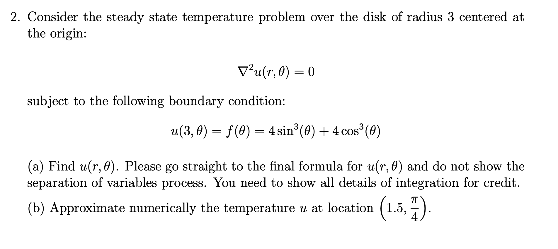 Solved 2. Consider the steady state temperature problem over | Chegg.com