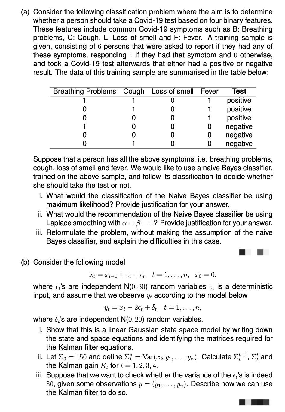 (a) Consider the following classification problem | Chegg.com