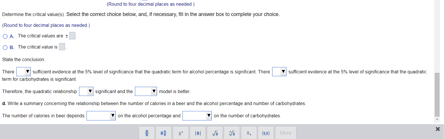 Solved Data table of calories, alcohol \%, and | Chegg.com