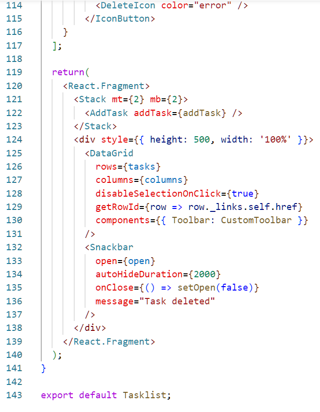 Solved I am using React to build a front end for a task | Chegg.com