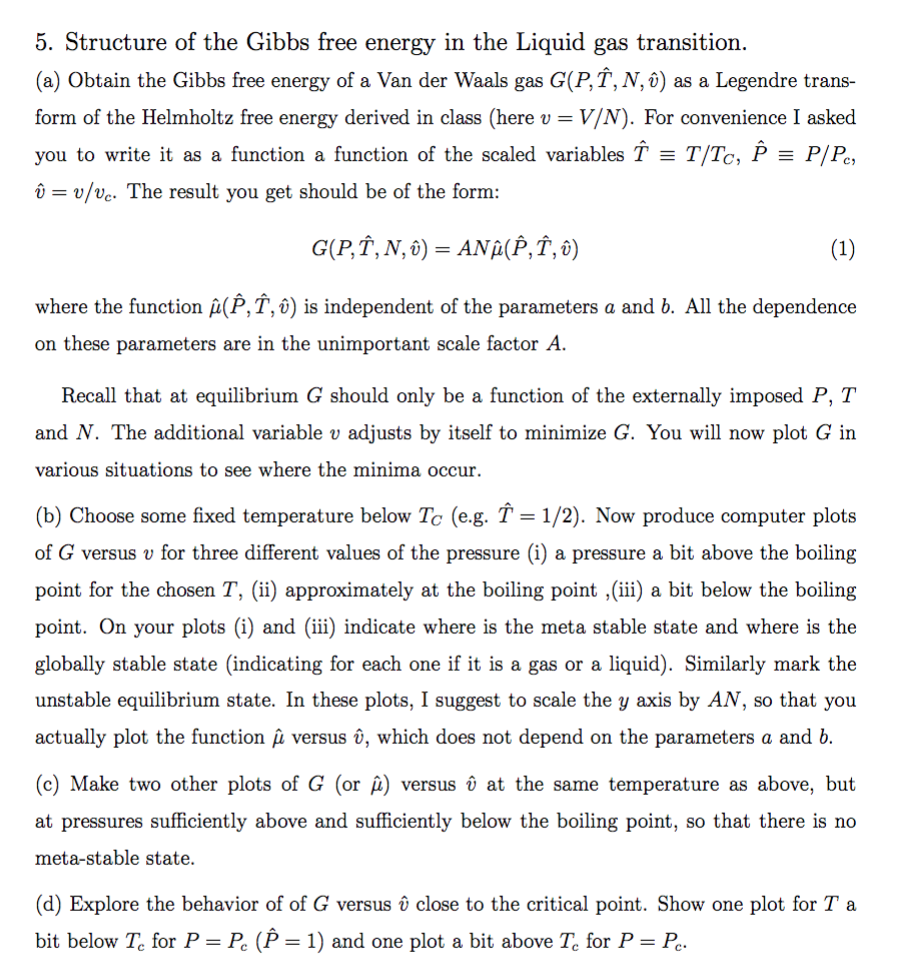 5 Structure Of The Gibbs Free Energy In The Liquid Chegg Com