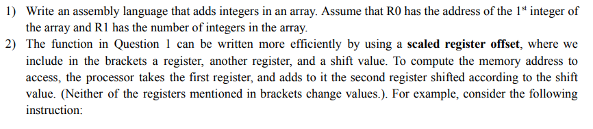 Solved 1) Write an assembly language that adds integers in | Chegg.com