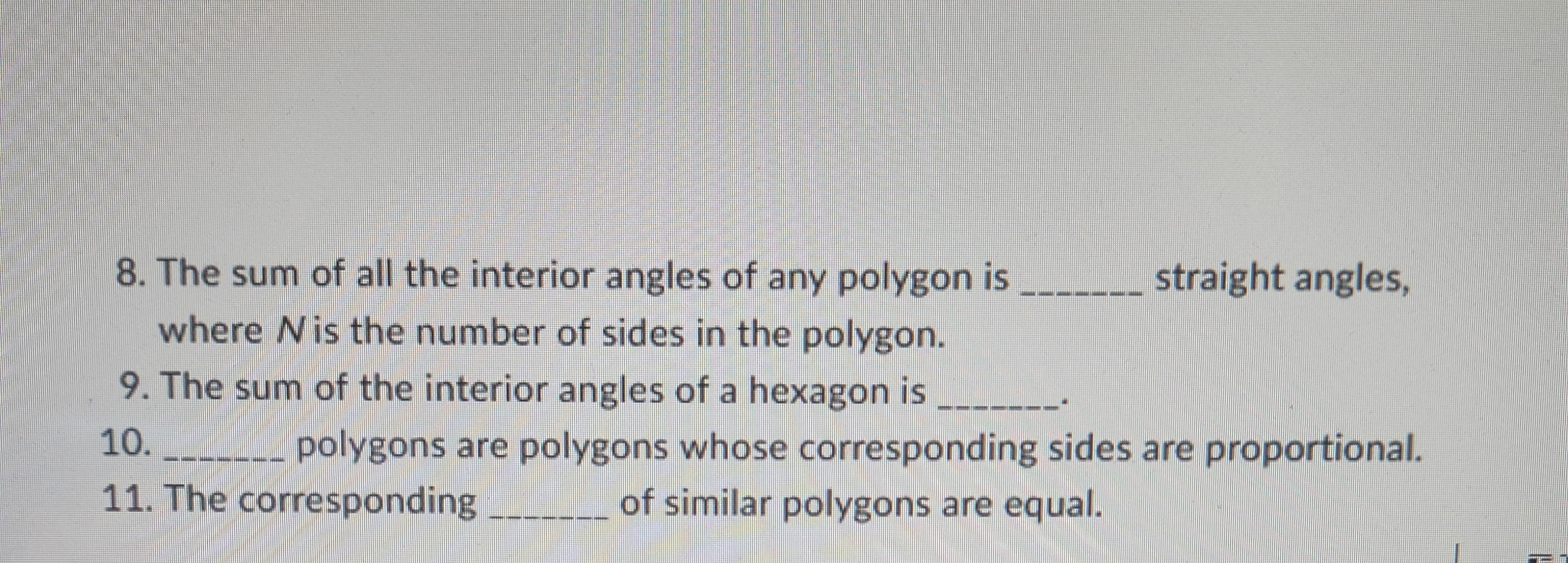 Solved 1.The sum of all the interior angles of any polygon | Chegg.com