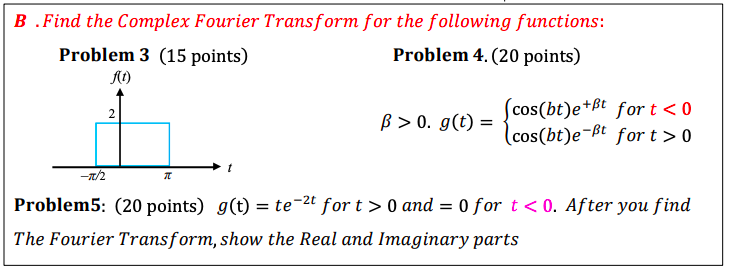 Solved B.Find The Complex Fourier Transform For The | Chegg.com