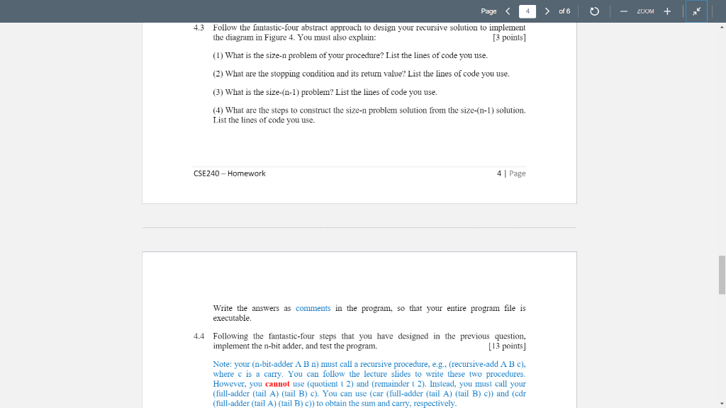 Page of 6 ZOOM Programming Exercise (50 points) | Chegg.com