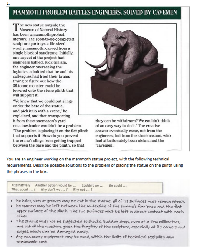 Solved 1. MAMMOTH PROBLEM BAFFLES ENGINEERS, SOLVED BY