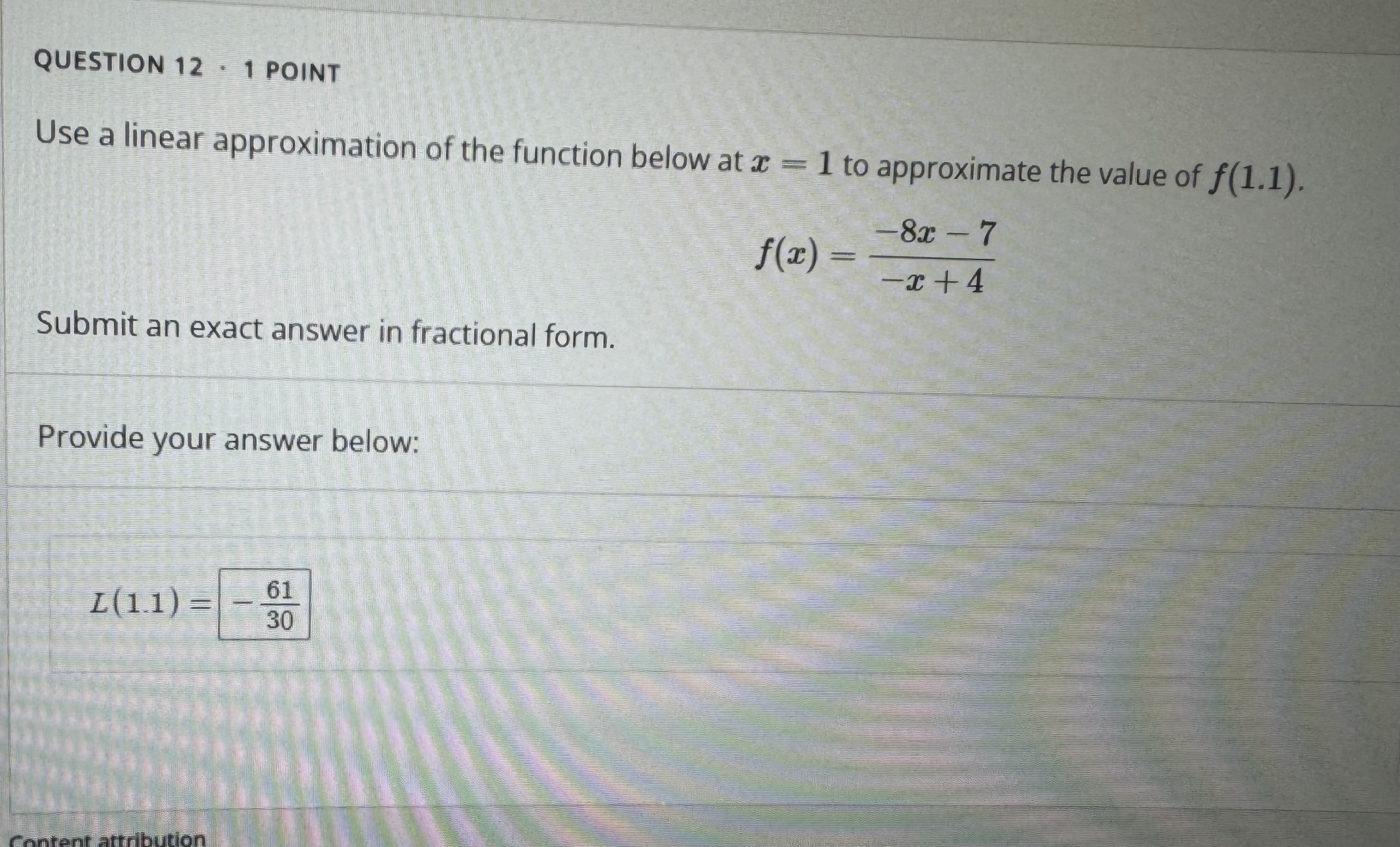 Solved Use a linear approximation of the function below at | Chegg.com